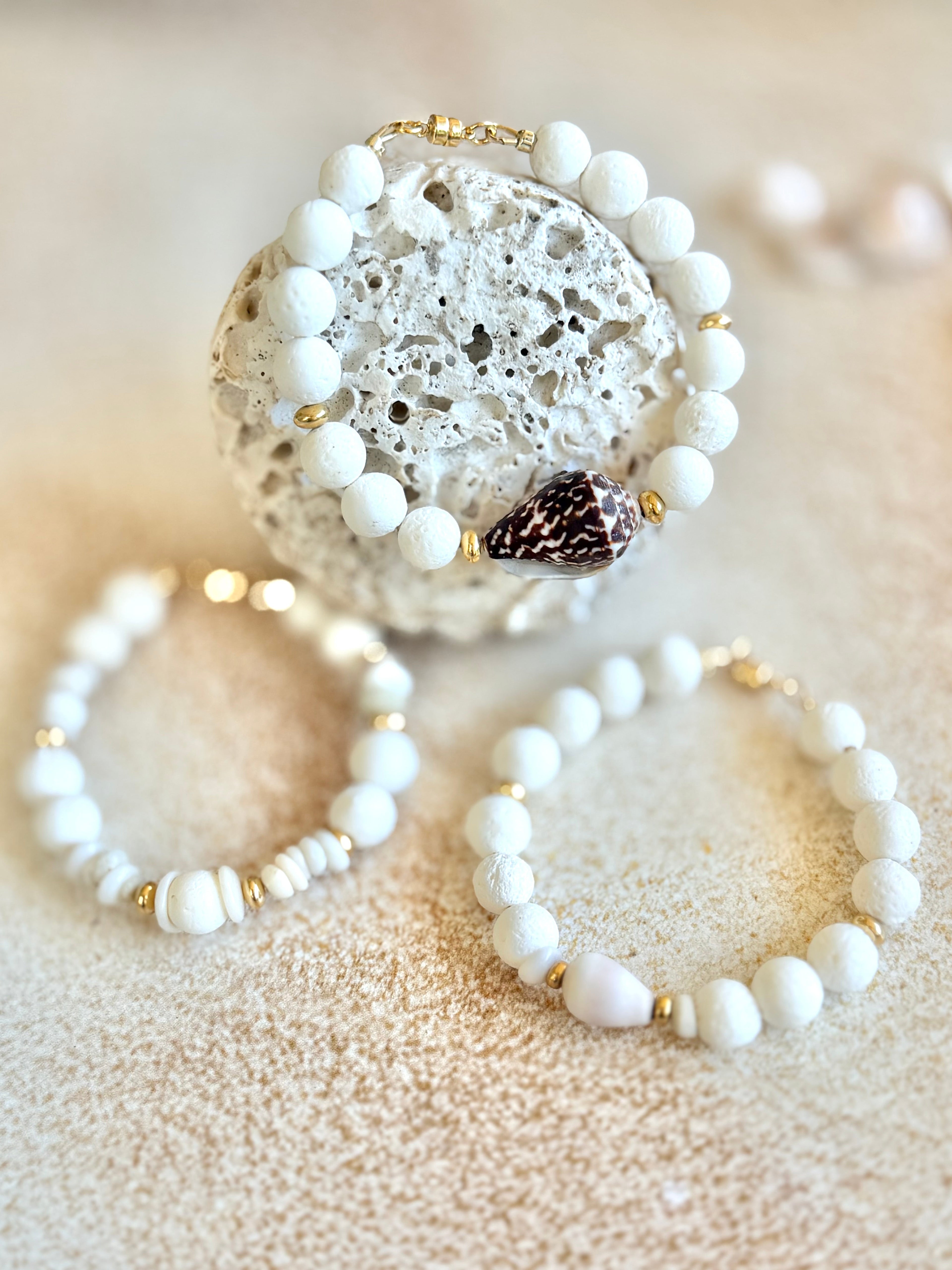 beautiful cone shell bracelets made on maui